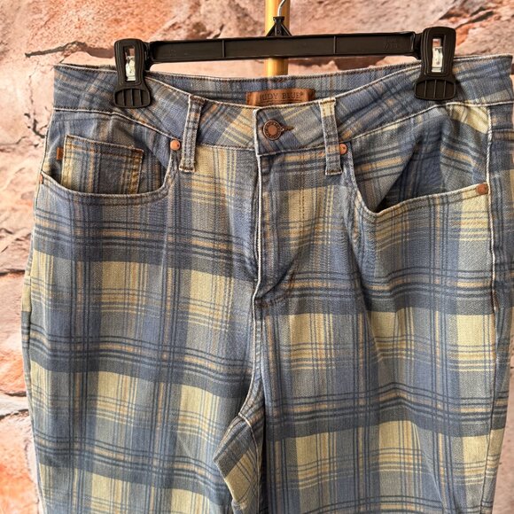 Judy Blue - High Waist Vintage Look Plaid Straight Leg Jeans - Plaid - 14W - - Picture 3 of 10
